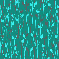 Seamless Botanical Pattern with Briar Branches in Asian Style.
