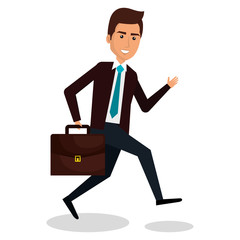 businessman running with portfolio vector illustration design