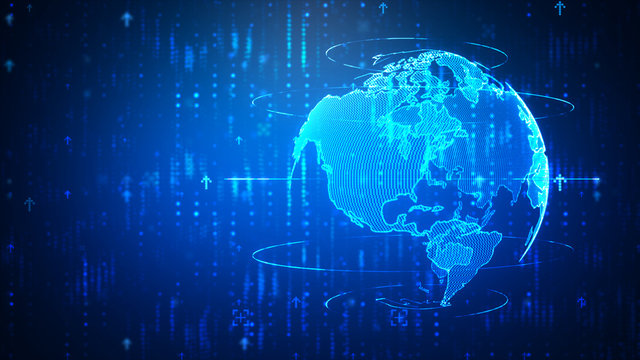 Abstract dark background with arrow dot lighting for cyber technology futuristic concept blur and grain processed