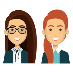 group of businesswoman teamwork vector illustration design