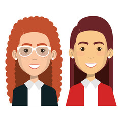 group of businesswoman teamwork vector illustration design