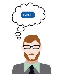 Person denkt an Eintrittskarte