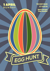 Easter egg hunt poster, invitation, leaflet template design. Vector Illustration.