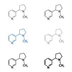 Nicotine molecular structural chemical formula set. Vector icon.