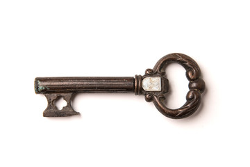 Vintage key isolated on white background
