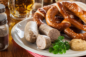Bavarian breakfast with white sausage