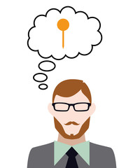 Person denkt an Pinnadel