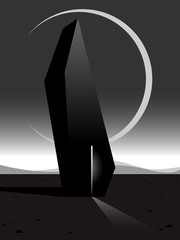 surreal architecture, minimal geometric futuristic monument, vector illustration