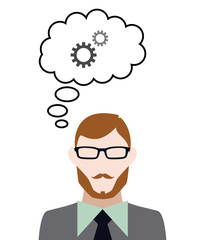 Person denkt an Zahnräder