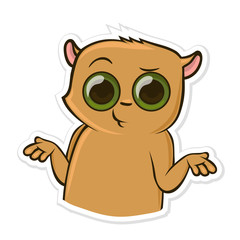 Sticker for messenger with funny animal. Puzzed Hamster. Vector illustration, isolated on white background.
