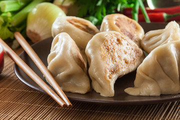 Japanese dumplings - Gyoza with pork meat and vegetables