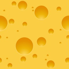 Texture of the Cheese with holes seamless pattern. Vector illustration yellow background
