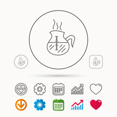 Coffee kettle icon. Hot drink pot sign.
