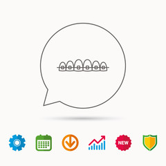 Dental braces icon. Teeth healthcare sign.