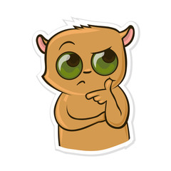 Sticker for messenger with funny animal. Puzzed Hamster. Vector illustration, isolated on white background.