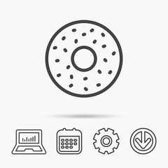 Donut icon. Sweet doughnuts sign.