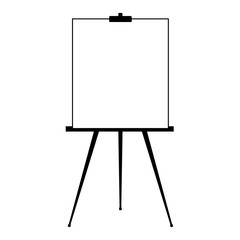 Advertising stand or flip chart or blank artist easel isolated on white background. Presentation blank white board for conference. Vector illustration.