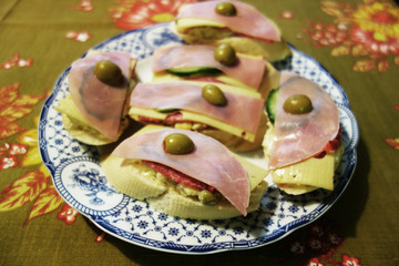 Paneled festive sandwiches