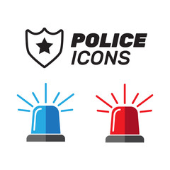 Siren set. Police flasher or ambulance flasher. Siren police light vector