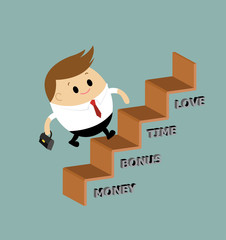 Businessman start up to climbing the stairs of success