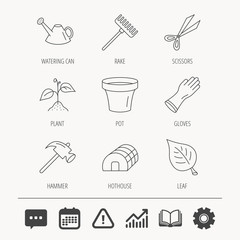 Sprout plant, scissors and pot icons.