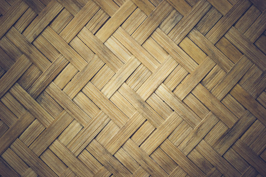 Closeup texture mats made of bamboo, The bamboo was cut into thin sheets and was woven into a piece.