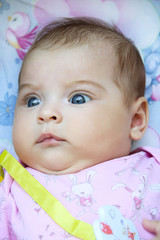 Close-up portrait of a child. Funny emotions