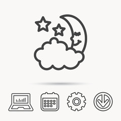 Night or sleep icon. Moon and stars sign.
