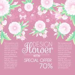 Flower Card. Cute Card Design Template for Birthday, Anniversary, Wedding, Baby and Bride Shower and so on.