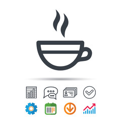 Tea cup icon. Hot coffee drink sign.