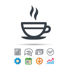 Tea cup icon. Hot coffee drink sign.