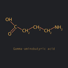 gamma Aminobutyric acid - synaptic neurotransmitter, chemical structure, illustration, vector on background