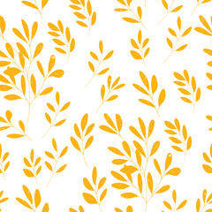 Vector botanical seamless pattern with textured hand drawn twigs. © dinadankersdesign