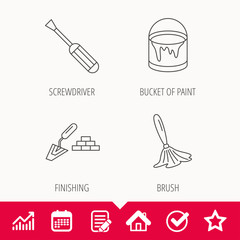 Spatula, screwdriver and paint brush icons.