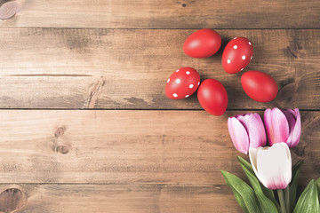 Tulips and easter eggs