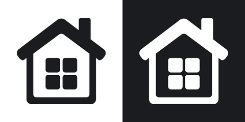 Vector home icon. Two-tone version on black and white background