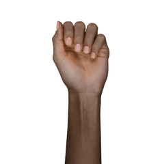 African american black hand gesture fist isolated on white background