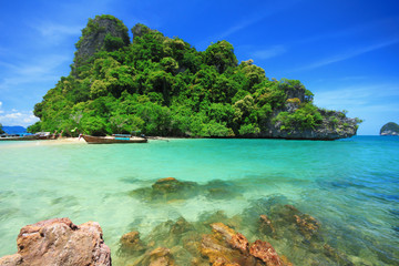 Obraz premium Long tail boats at Andaman sea of Thailand
