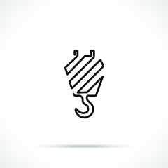 Crane hook icon isolated on white background. Working tool icon sign symbol. One line art style.