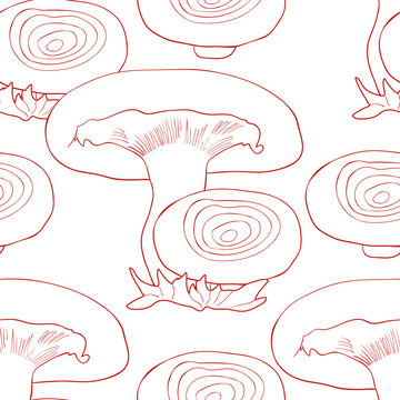 seamless pattern  natural mushrooms volnushki pink.  illustration