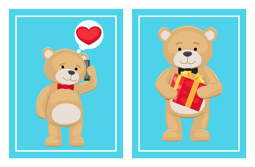 I Love You and Me Teddy Bears Vector