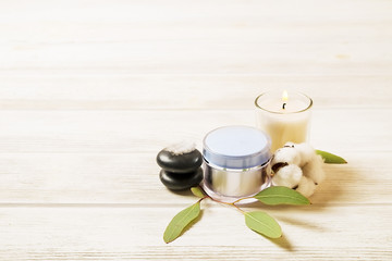 A stylish composition of spa salon and stone therapy attributes. International women's day discount. Present for mother's day.