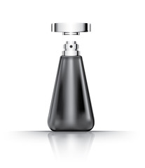 Realistic perfume black bottle beauty stylish isolated on white background , Idea for design concept for development and innovation, Creativity, Product packaging, Vector, EPS10. 