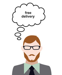 Person denkt an free delivery