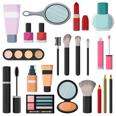 Cosmetics. Set. Flet. Fashion. For a girl. Presentation. For the magazine, the layout. For your design. Colour. © dasha122007