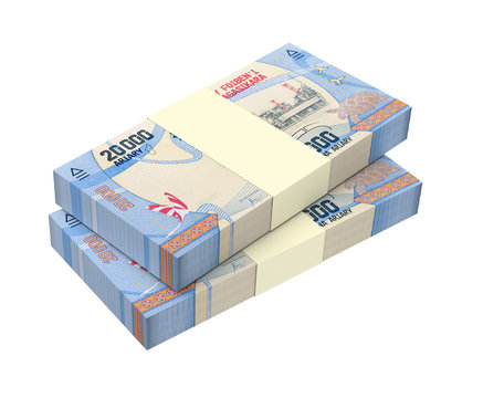 Malagasy ariary bills isolated on white with clipping path. 3D illustration.