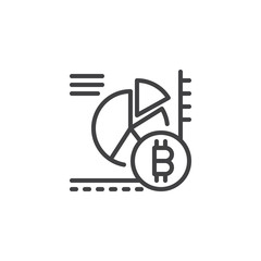 Bitcoin pie chart outline icon. linear style sign for mobile concept and web design. Cryptocurrency analytics simple line vector icon. Symbol, logo illustration. Pixel perfect vector graphics