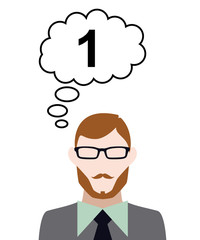 Person denkt an 1