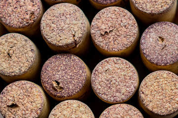 used red vine corks background closeup