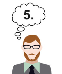 Person denkt an fünftens